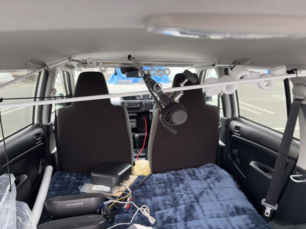 ロッドホルダーに竿を仮置き