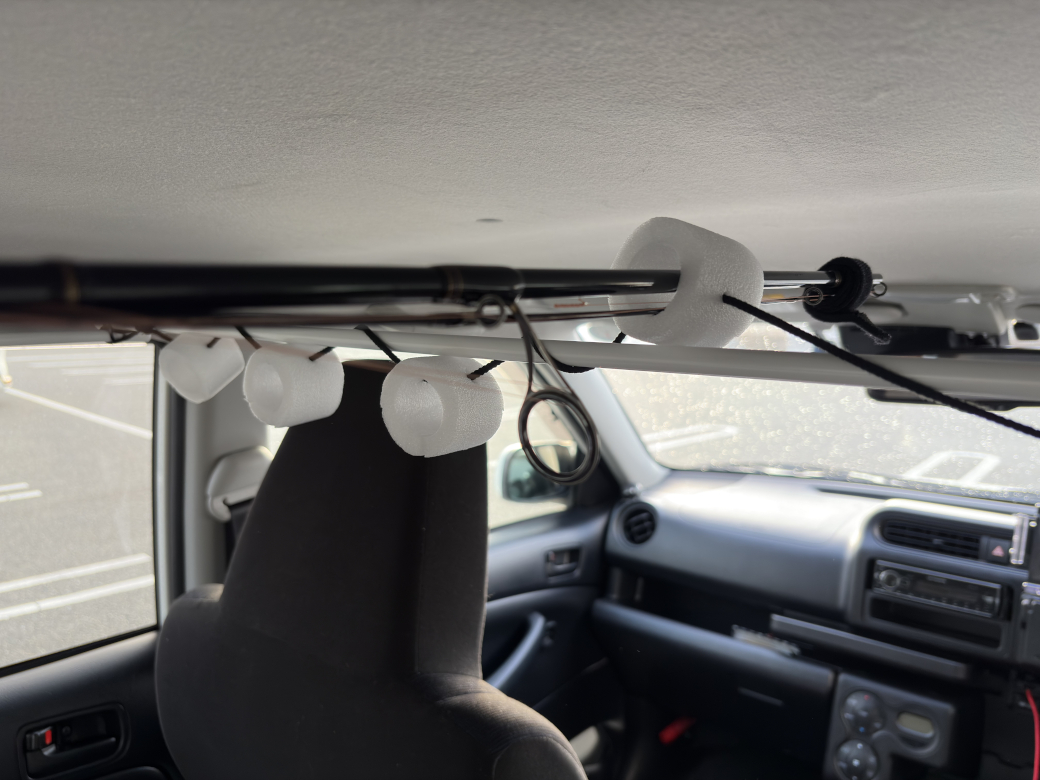 ロッドホルダーに竿先をセットしたところ