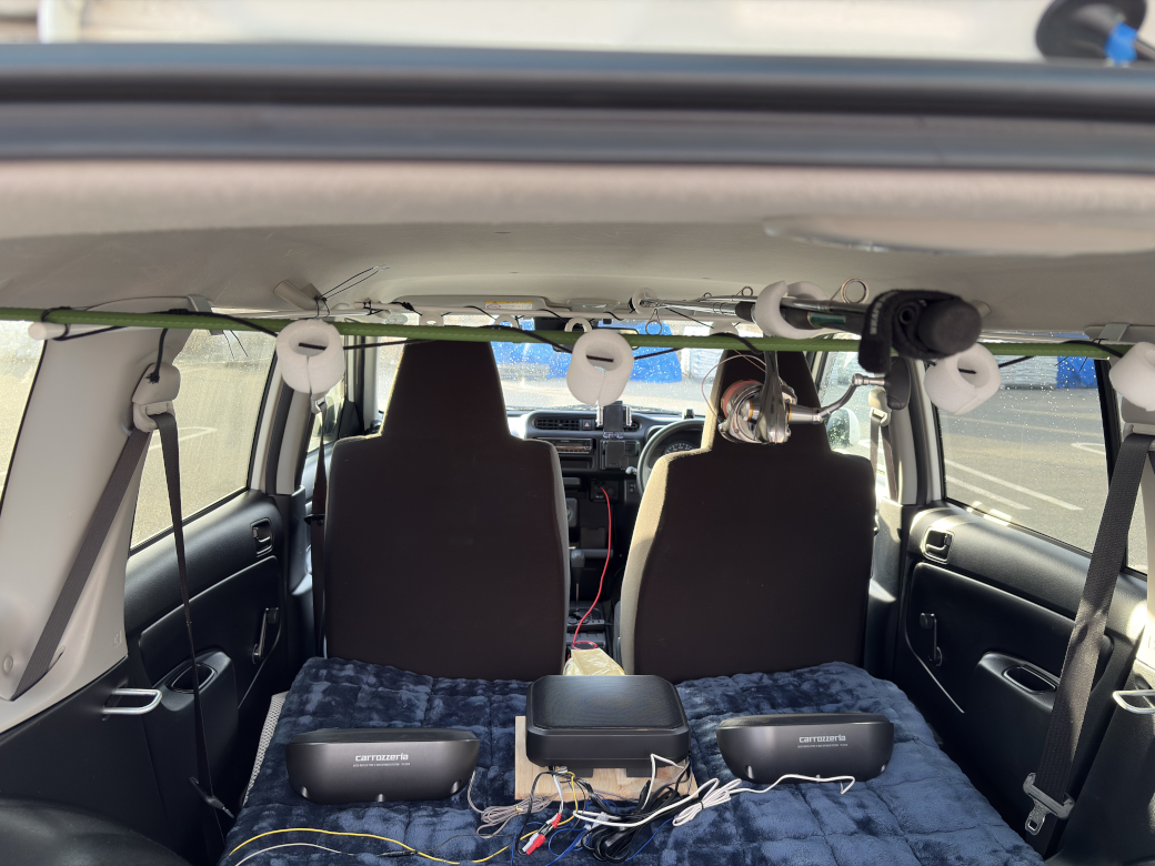 ロッドホルダーに完全に竿をセットしたところ